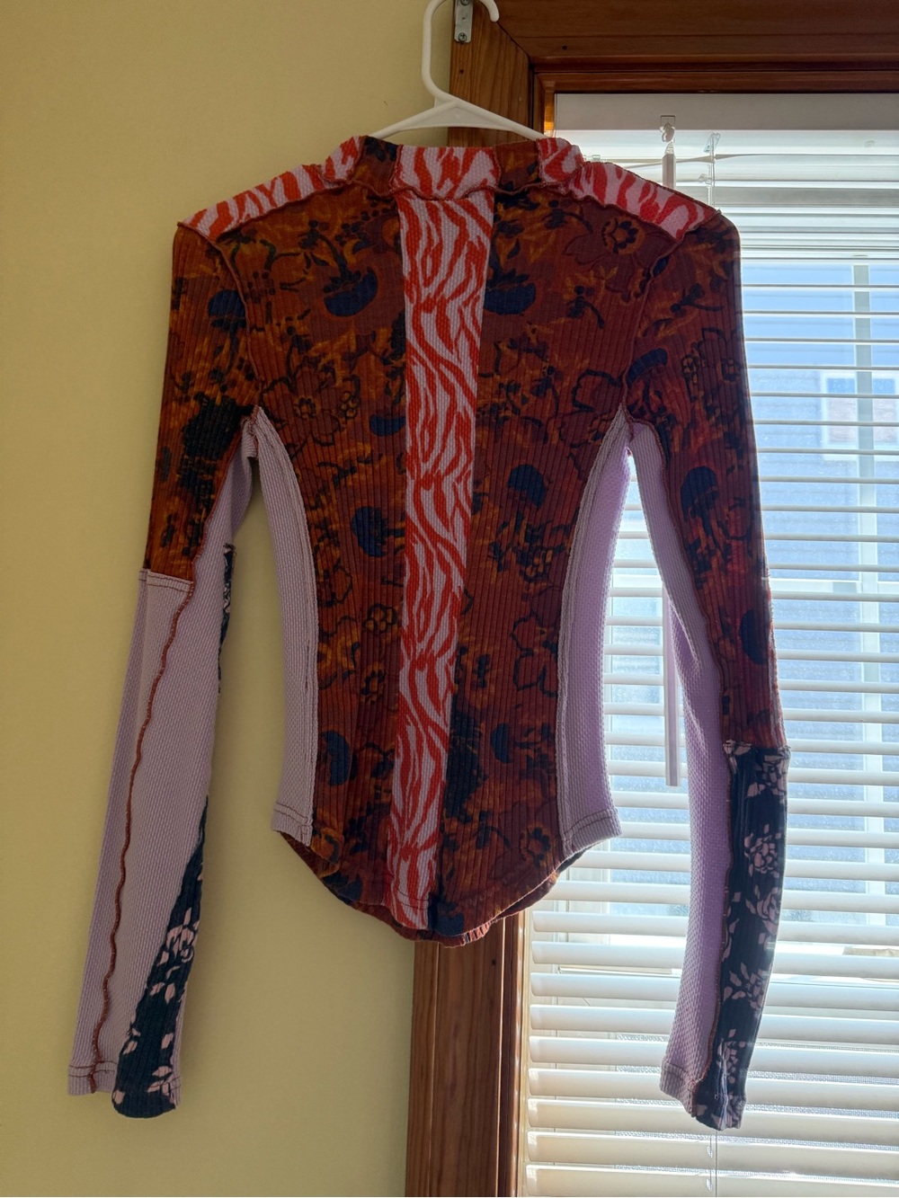 Free People Mixed Floral Ribbed Mockneck Top - Picture 3 of 4